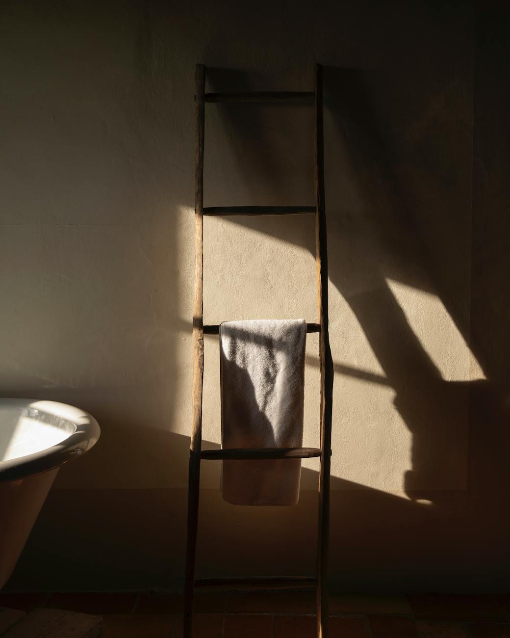 towel in a bathroom in sunlight